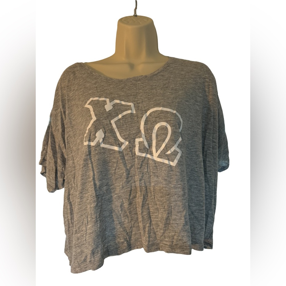 Chi Omega Letters Crop T-Shirt Medium Excellent Condition